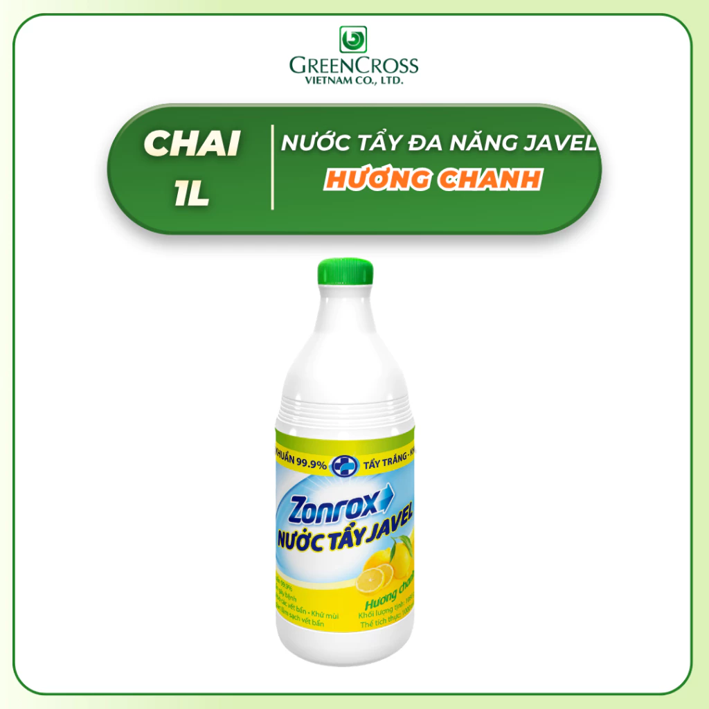  Nước Tẩy ZONROX JAVEL 1L – Tẩy Trắng Vết Bẩn Hiệu Quả, Khử Mùi Hôi, Diệt Khuẩn Đa Năng 