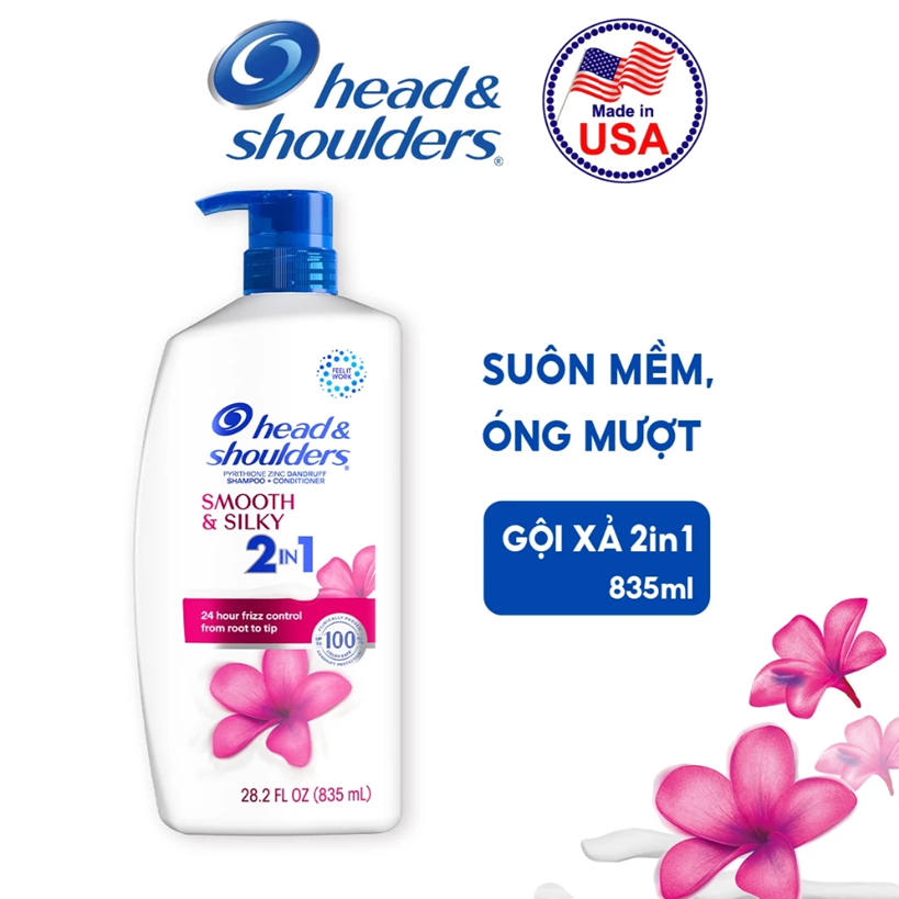  Dầu Gội Và Xả 2in1 Sạch Gàu HEAD & SHOULDERS Mỹ Sạch Sâu/ Dành Cho Da Đầu Khô/ Suôn Mượt/ Hương Nước Hoa - Chai 835 ML 