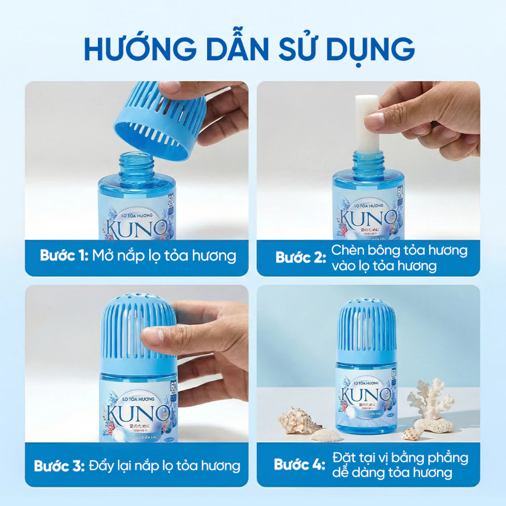  Lọ tỏa hương KUNO hương thơm tự nhiên, Lọ thơm phòng khử mùi 360 độ thế hệ mới thơm lâu 45 ngày 