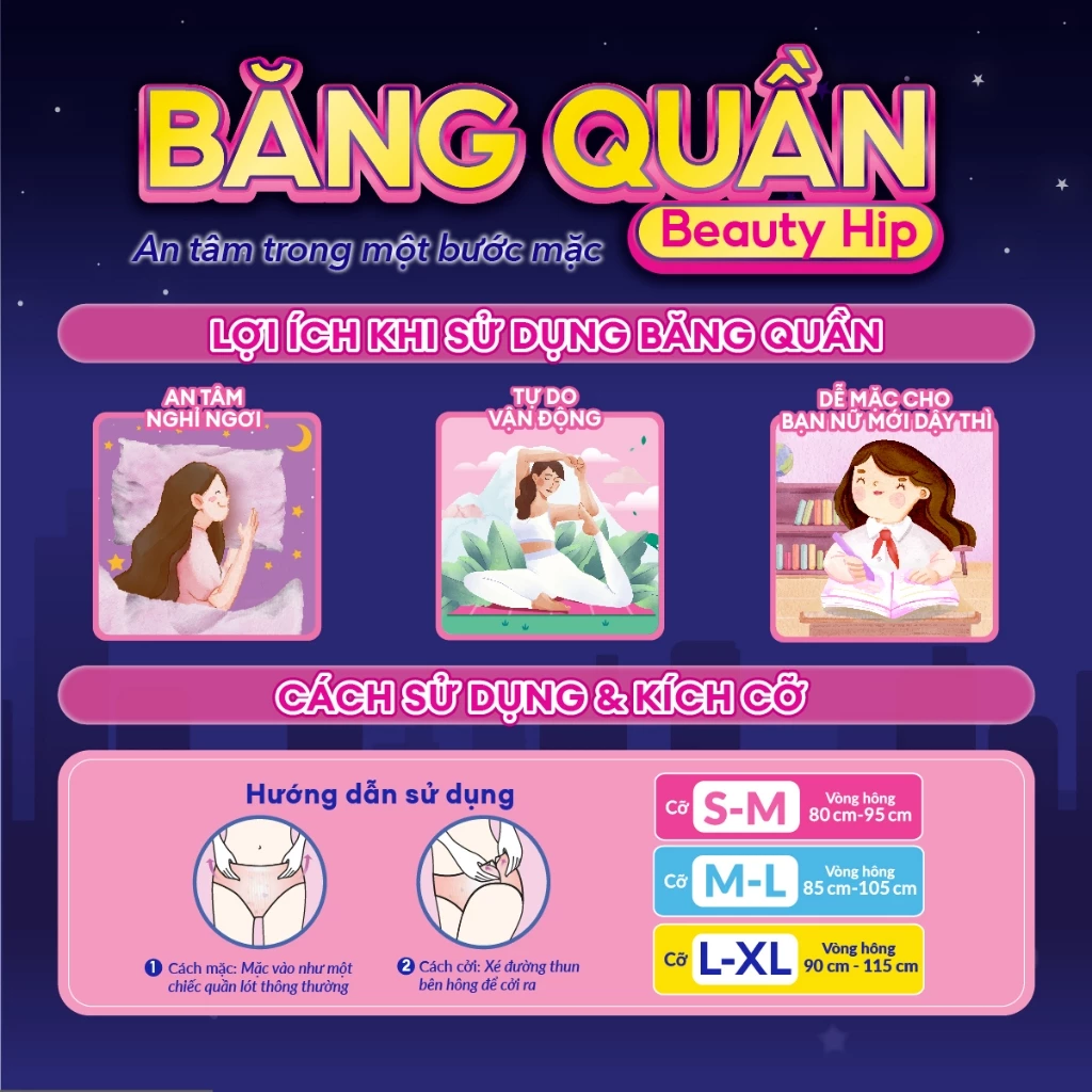  Diana Băng Quần Beauty Hip size M-L 12 chiếc/gói 