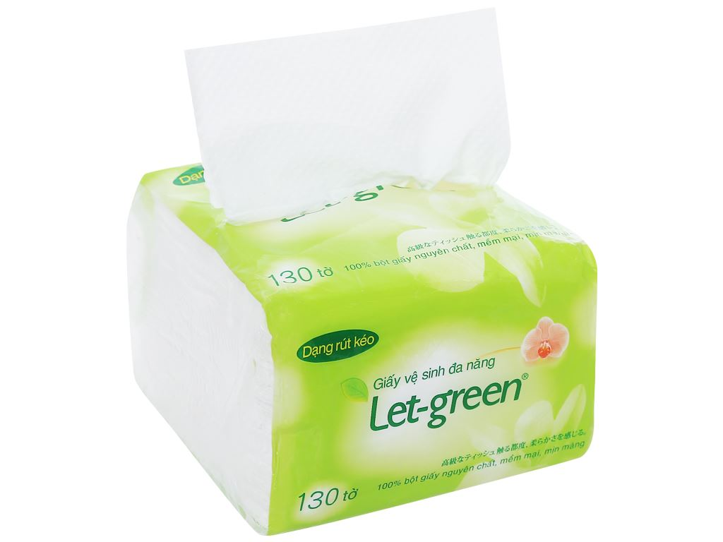  Khăn Giấy Vệ Sinh Đa Năng LET-GREEN 10*21cm, 130 Tờ/Bao 