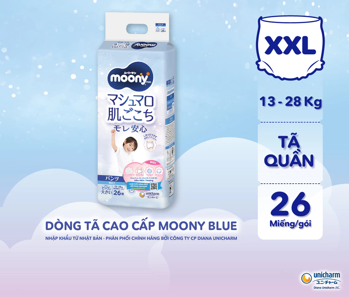  Tã quần cao cấp Moony Bé Trai L44/XL38/XXL26 