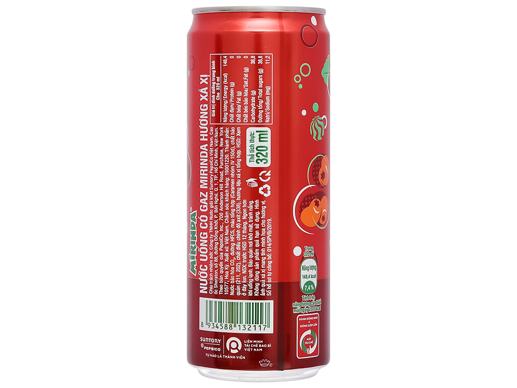  Nước Ngọt Giải Khát Có Gaz Mirinda Xá Xị 320ml/lon 