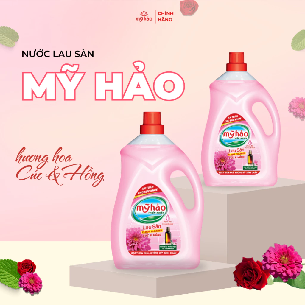  Nước Lau Sàn Thiên Nhiên An Toàn Mỹ Hảo Sạch Bóng Thơm Mát Bình 3.6 KG 