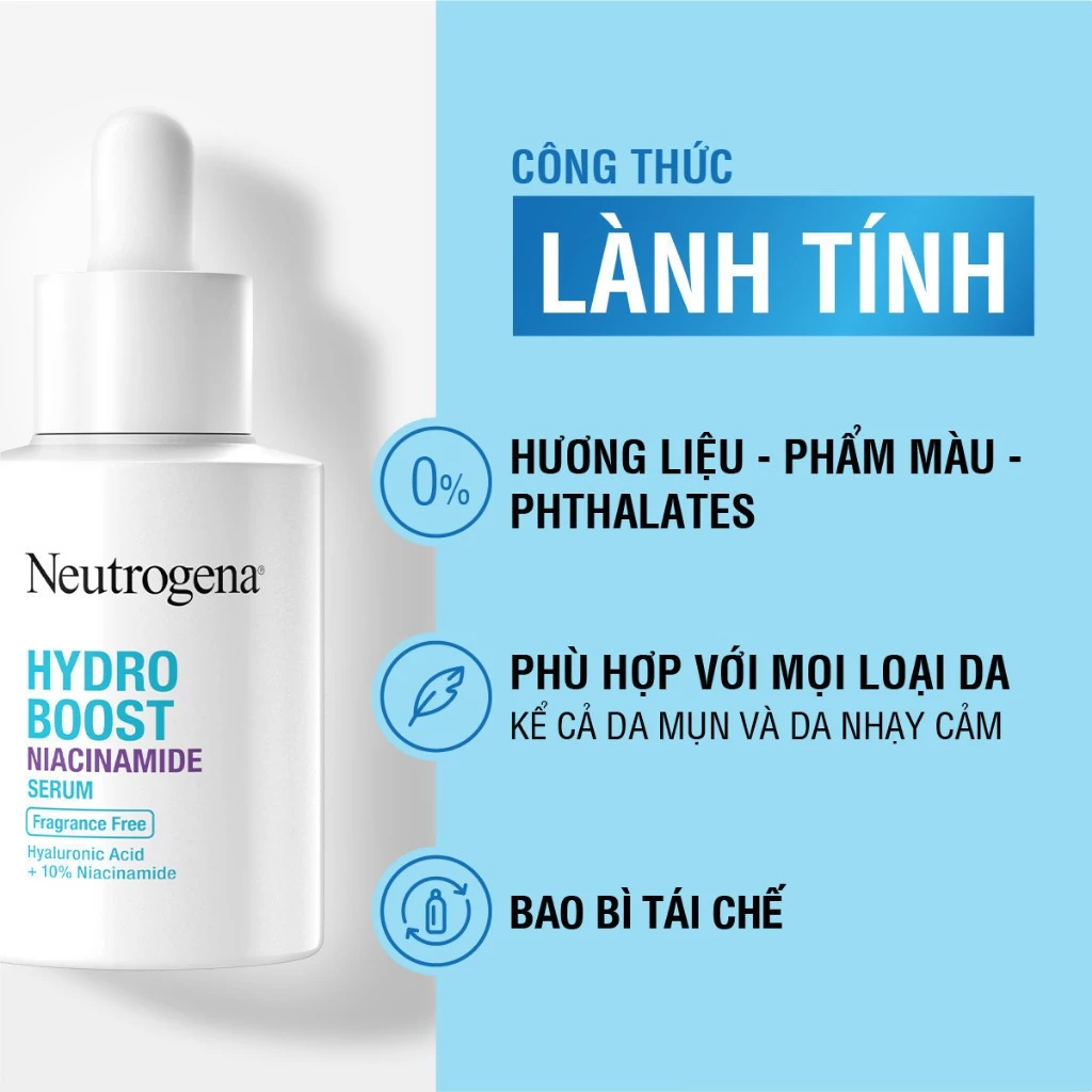  Serum sáng da & thu nhỏ lỗ chân lông Neutrogena Hydroboost Niacinamide Serum (30ml) 