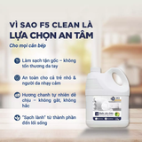  Nước rửa chén bát F5 Clean 3,8kg hương chanh, mềm mại với da tay, gốc thực vật, thiên nhiên 