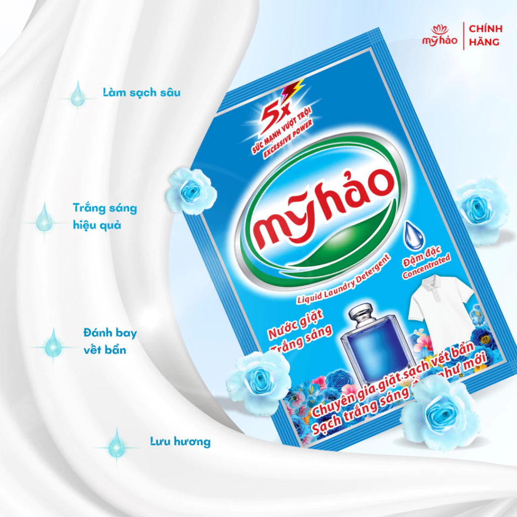  Nước Giặt 5X Đậm Đặc Mỹ Hảo Tiết Kiệm Và Tiện Lợi Gói 38g x 200 gói/ thùng 