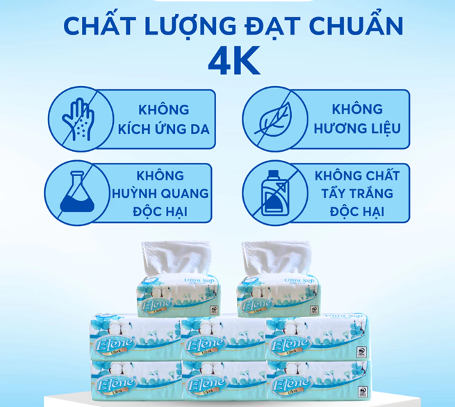  Khăn Giấy Lụa 5 Lớp Rút Elene Ultra Cao Cấp, Mềm Mịn, An Toàn 