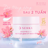  Kem ngày dưỡng da trắng hồng mờ thâm sạm Senka Aqua Bright Glow UV Moist Whip SPF 25 PA ++ 50g 