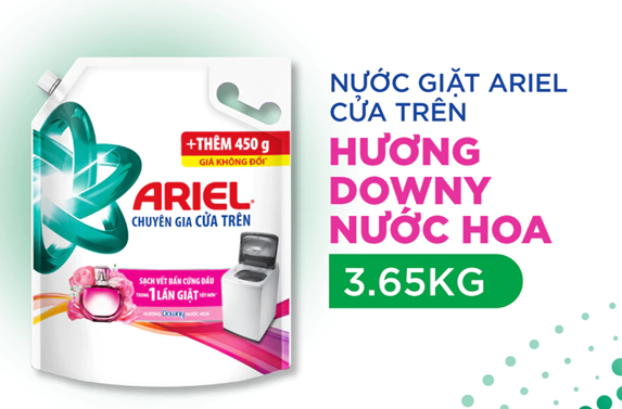  Nước Giặt ARIEL Chuyên Gia Cửa Trên Ngăn Lem Màu Hương Downy Nắng Sớm/ Nước Hoa Túi 3.65KG 