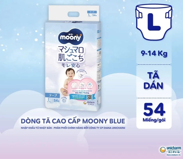 Tã dán cao cấp Moony NB/S/M/L - Nhập khẩu từ Nhật Bản 
