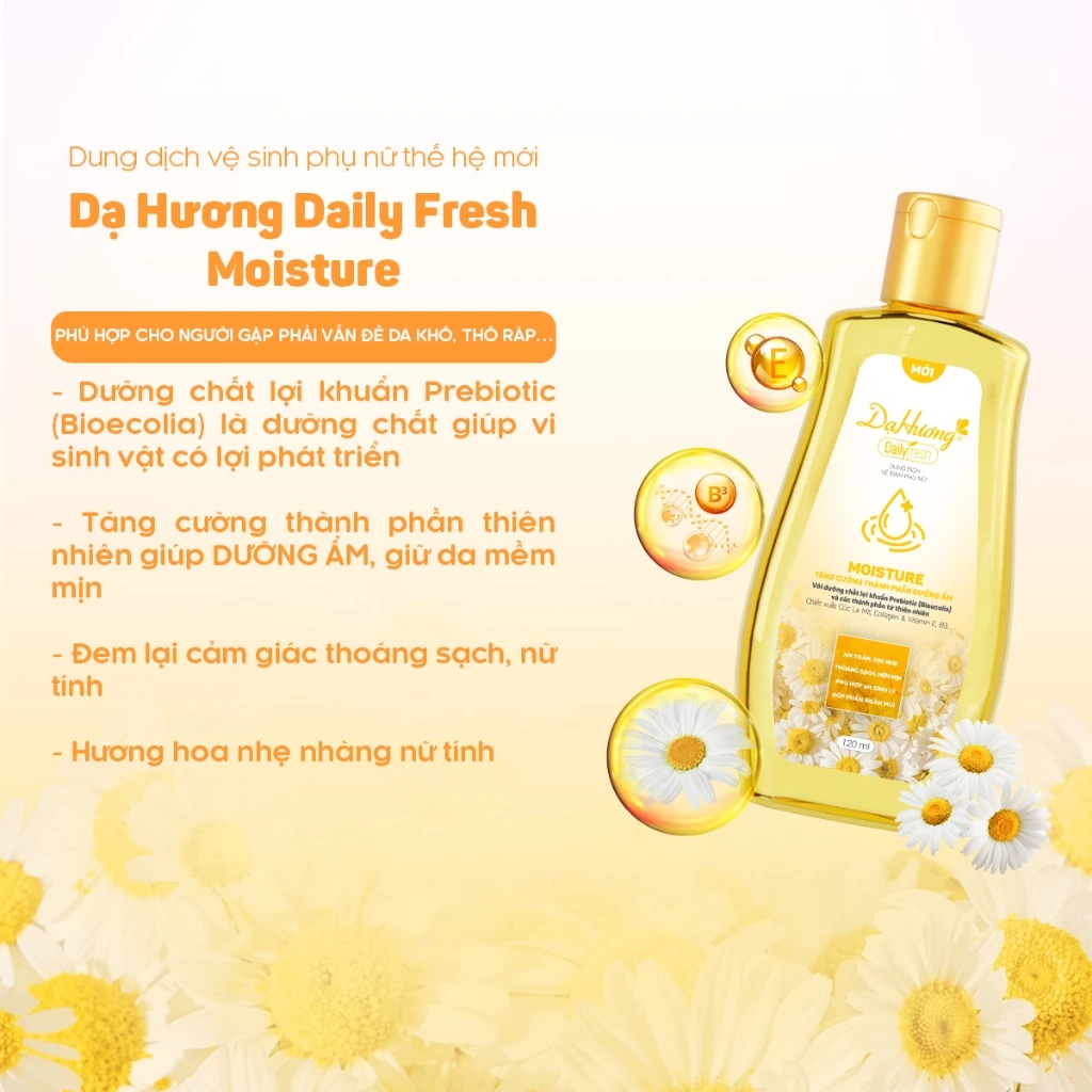  Dung dịch vệ sinh Dạ hương Daily Fresh Moisture - Tăng cường thành phần DƯỠNG ẨM 120ml 
