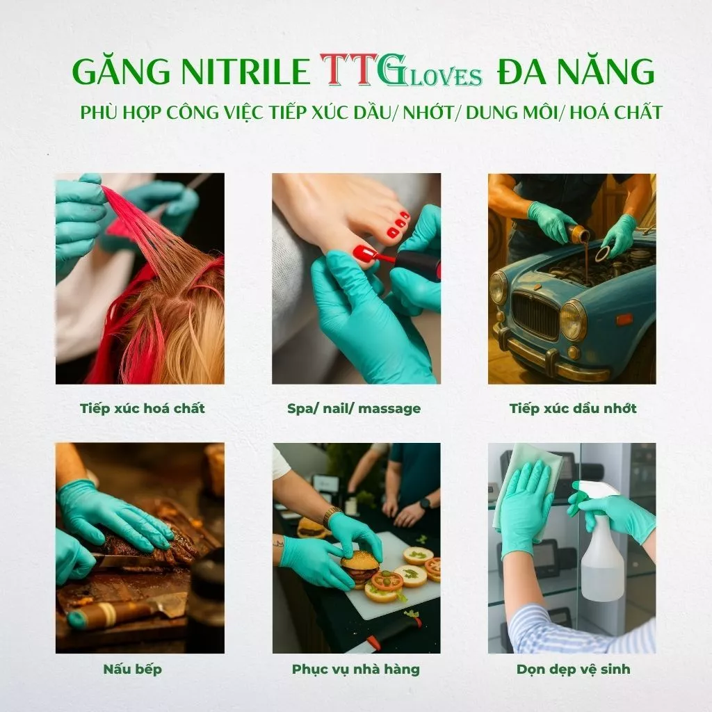  Găng Tay Cao Su Y Tế TTGLOVES Không Bột Nitrile Màu Xanh Lá Siêu Bền Đẹp 4.5gr (Hộp 100 Chiếc) 