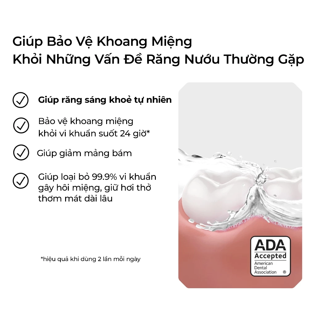  Nước súc miệng giúp răng trắng sáng tự nhiên Listerine Healthy Bright 750ml 