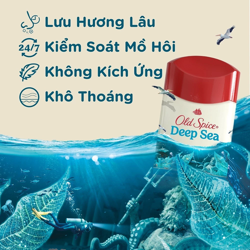  Sáp Khử Mùi & Ngăn tiết Mồ hôi OLD SPICE 73g/85g, dưỡng da săn mịn, nhiều mùi hương (Sáp trắng) - Mỹ 