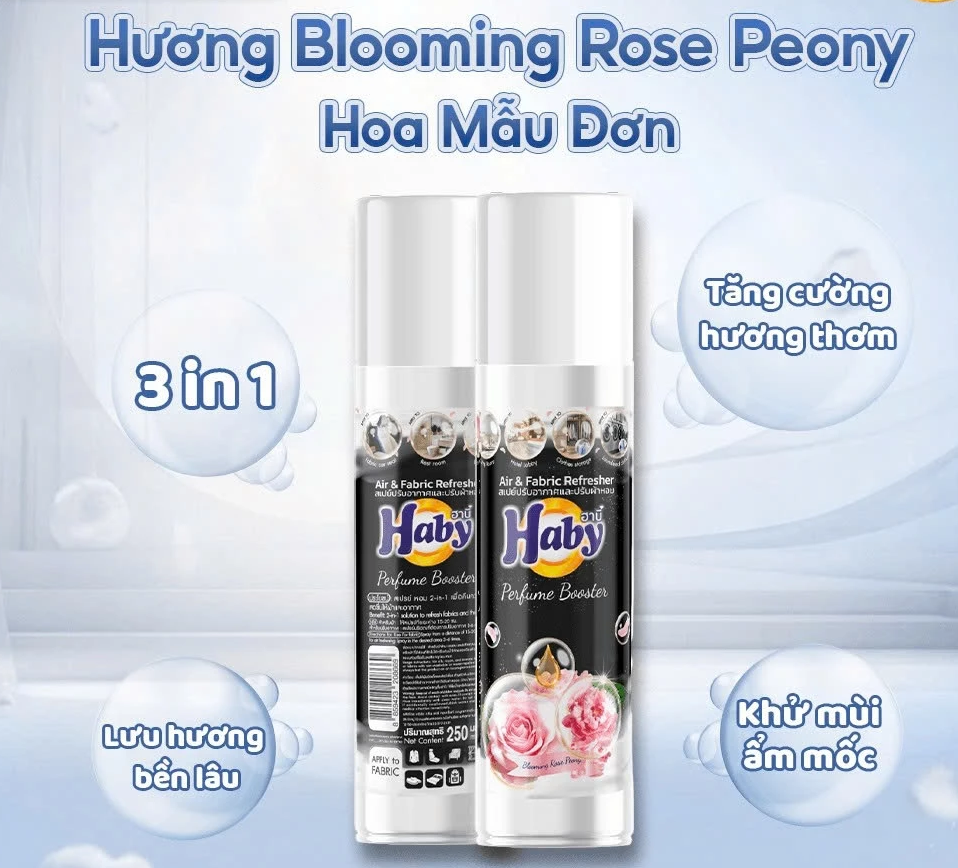  Xịt Vải & Khử Mùi 250ml HABY – Hương Thơm Tươi Mát, Lưu Hương Lâu, Khử Mùi Cực Hiệu Quả 
