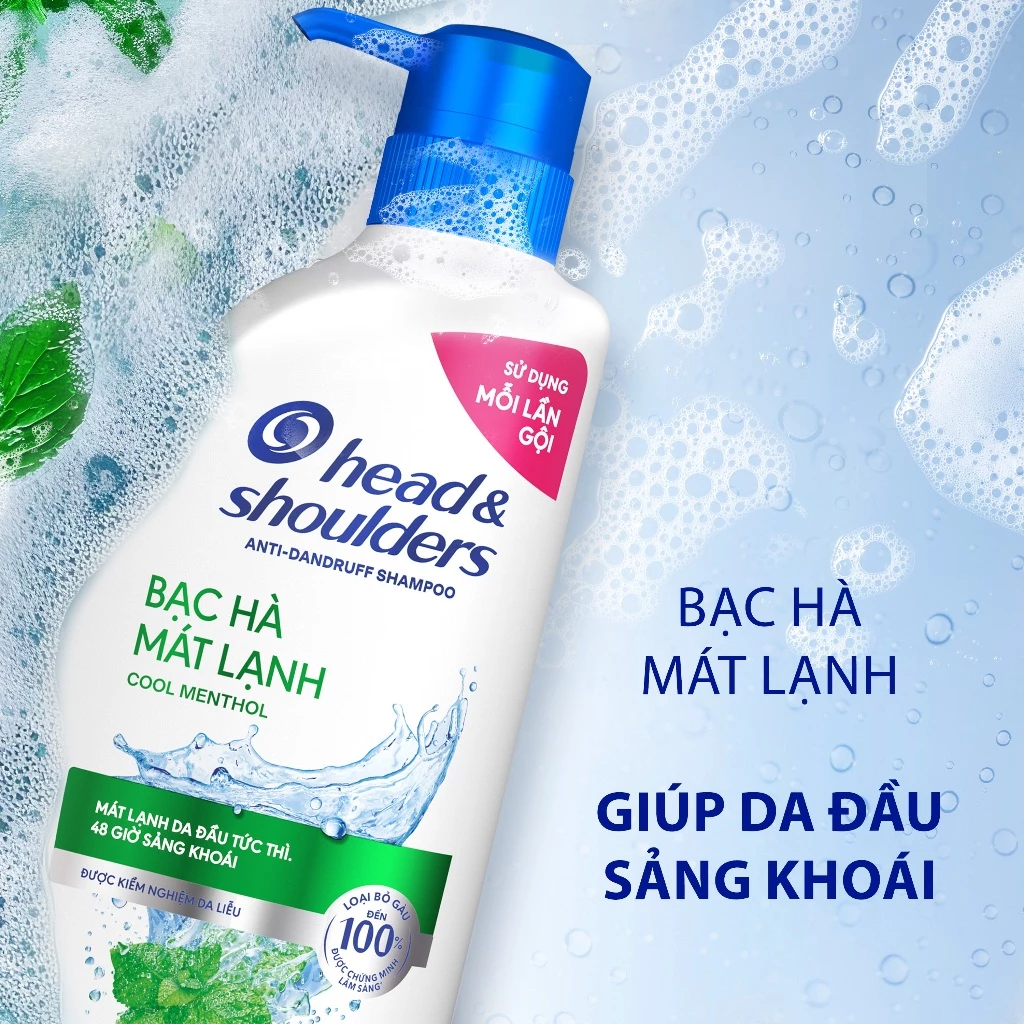  Dầu Gội Sạch Gàu HEAD & SHOULDERS Bạc Hà Mát Lạnh/ Giảm Ngứa Da Đầu - Chai 1800ml 