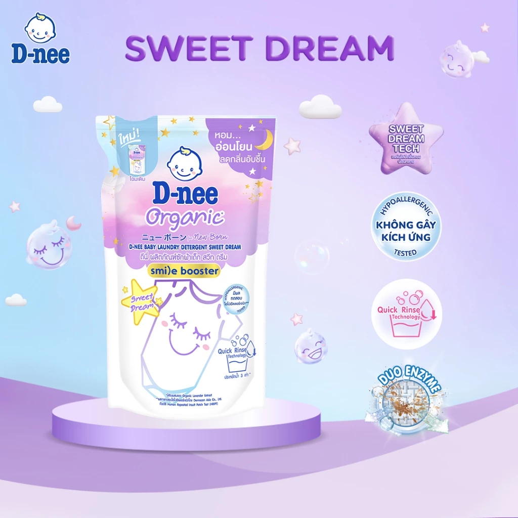  Nước giặt D-nee cho trẻ sơ sinh, mềm dịu, thơm nhẹ, không hư hại quần áo - Túi 530ml - 4 Hương thơm 