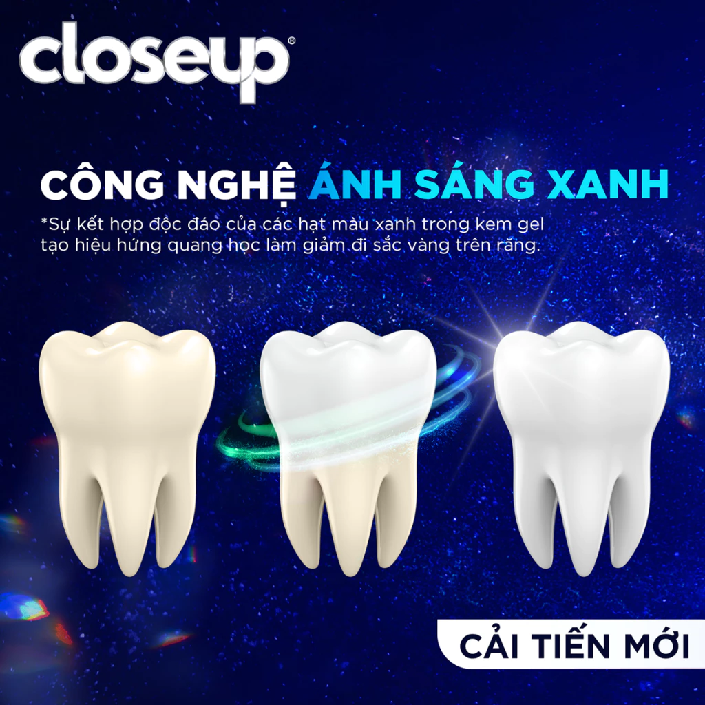  Kem đánh răng Closeup White Now - Trắng Bật Tông 3X TỨC THÌ với Công nghệ Ánh Sáng Xanh 100g 