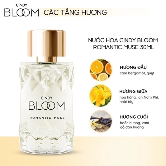  Nước Hoa Nữ CINDY BLOOM Hương Thơm Nữ Tính Ngọt Ngào, Lưu Hương Lâu Chai 30ml 