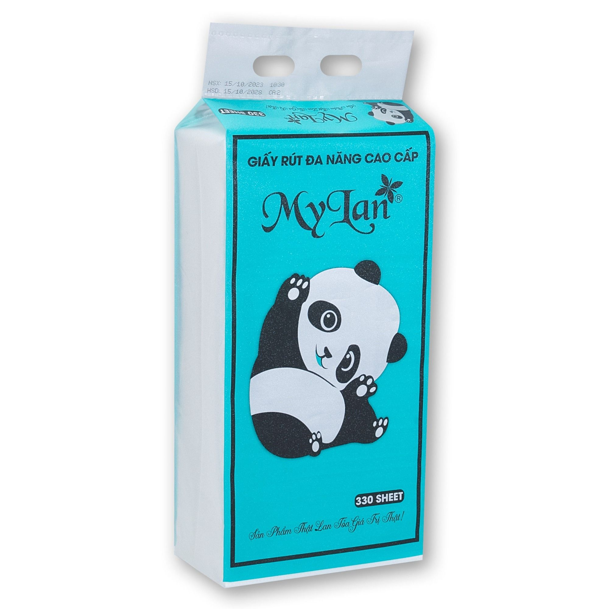  Khăn Giấy Đa Năng MyLan Gấu Trúc Rút Đáy Cao Cấp Dập Vân 4D Mềm Dai 330 Lượt Rút 200mm x 175mm 
