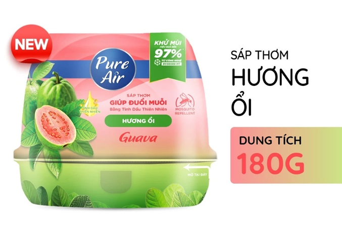  Sáp Thơm Khử Mùi PURE AIR Hương Ổi/Sả Chanh/Cà Phê/Trái Cây 180g 