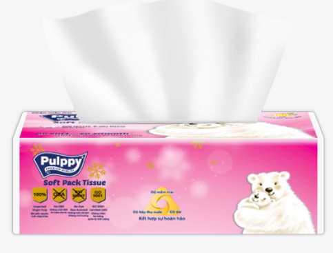  Khăn Giấy Rút Pulppy Polar Bear 180 Tờ 