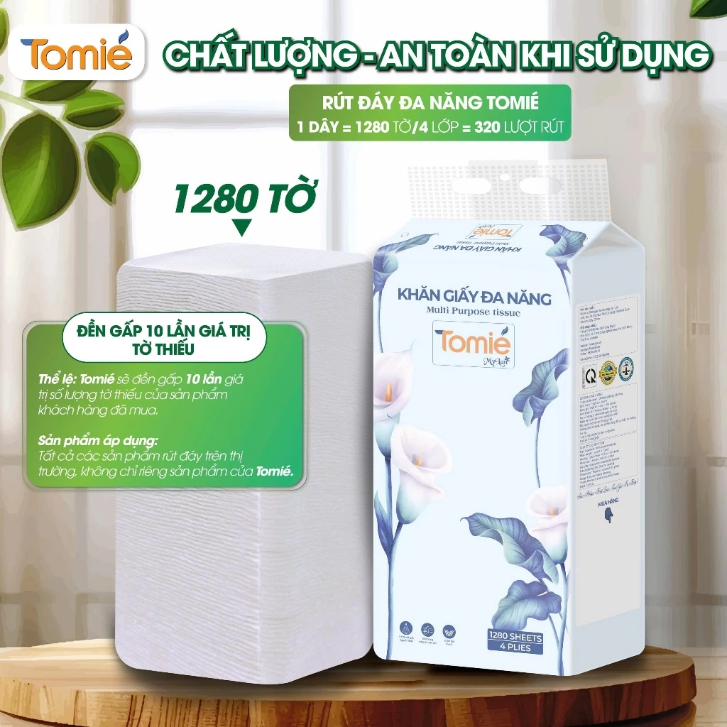 Giấy Rút Đáy TOMIE Chính Hãng Mylan Đa Năng Cao Cấp Mềm Mịn Thấm Hút Tốt 155mmx175mm 