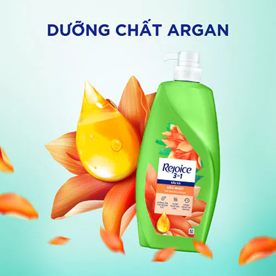  Dầu Xả Tóc REJOICE 3-Trong-1 Với Dưỡng Chất Từ Tinh Dầu Argan Siêu Mềm Mượt - Chai 630 ML 