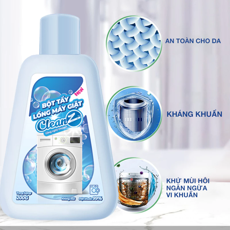  Bột Tẩy Lồng Máy Giặt Cao Cấp CleanZ Giúp Làm Sạch Và Loại Bỏ Cặn Bẩn Hiệu Quả - Hộp 200g 