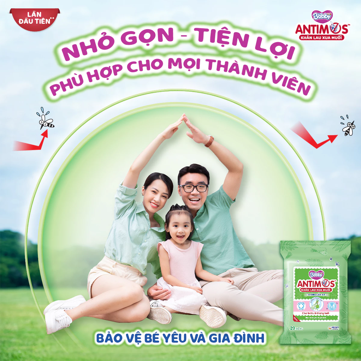  Khăn lau xua muỗi Bobby Antimos 20 miếng 