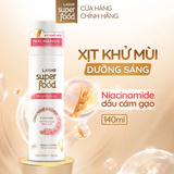 Xịt Khử Mùi LASHE SUPERFOOD Dưỡng Sáng Da / Se Khít Lỗ Chân Lông / Dưỡng Da Mềm Mịn 140ML 