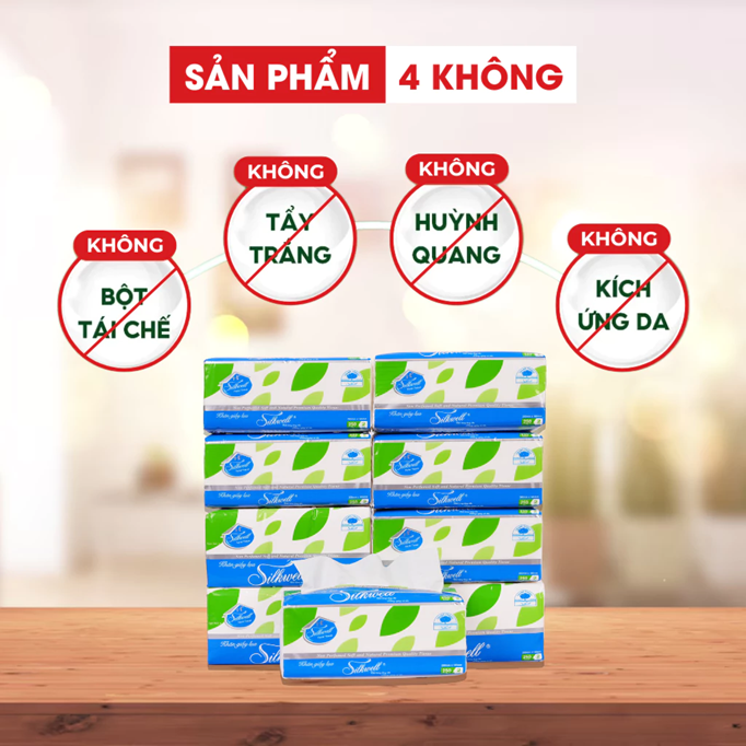  Giấy ăn rút lụa Silkwell 250 tờ 2 lớp phù hợp cho văn phòng 