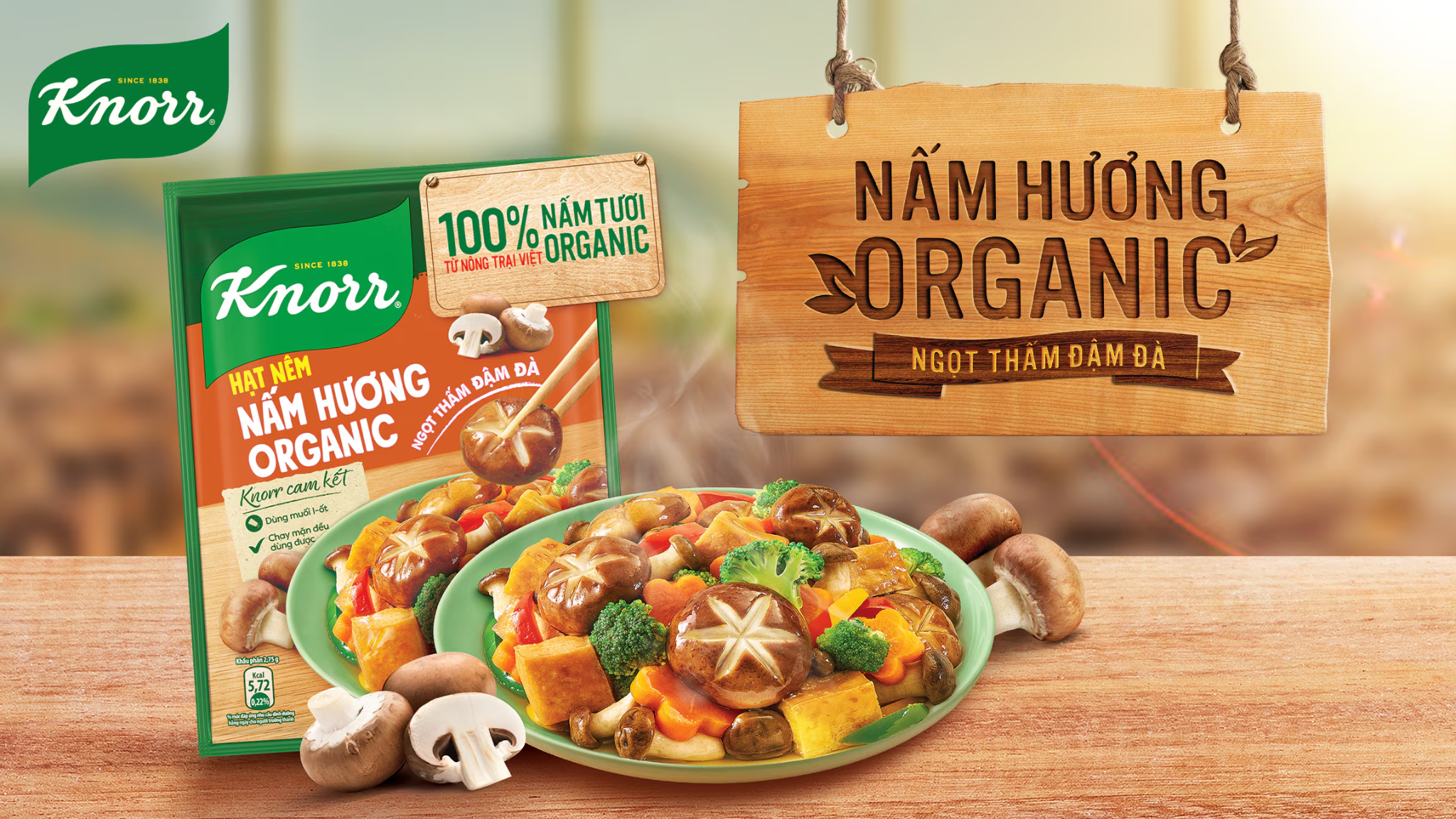  Hạt nêm nấm hương hữu cơ Knorr tự nhiên, thơm ngon 800g 