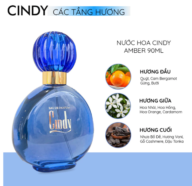  Nước Hoa Nữ CINDY Amber Hương Tươi Mới Quyến Rũ 90ml 