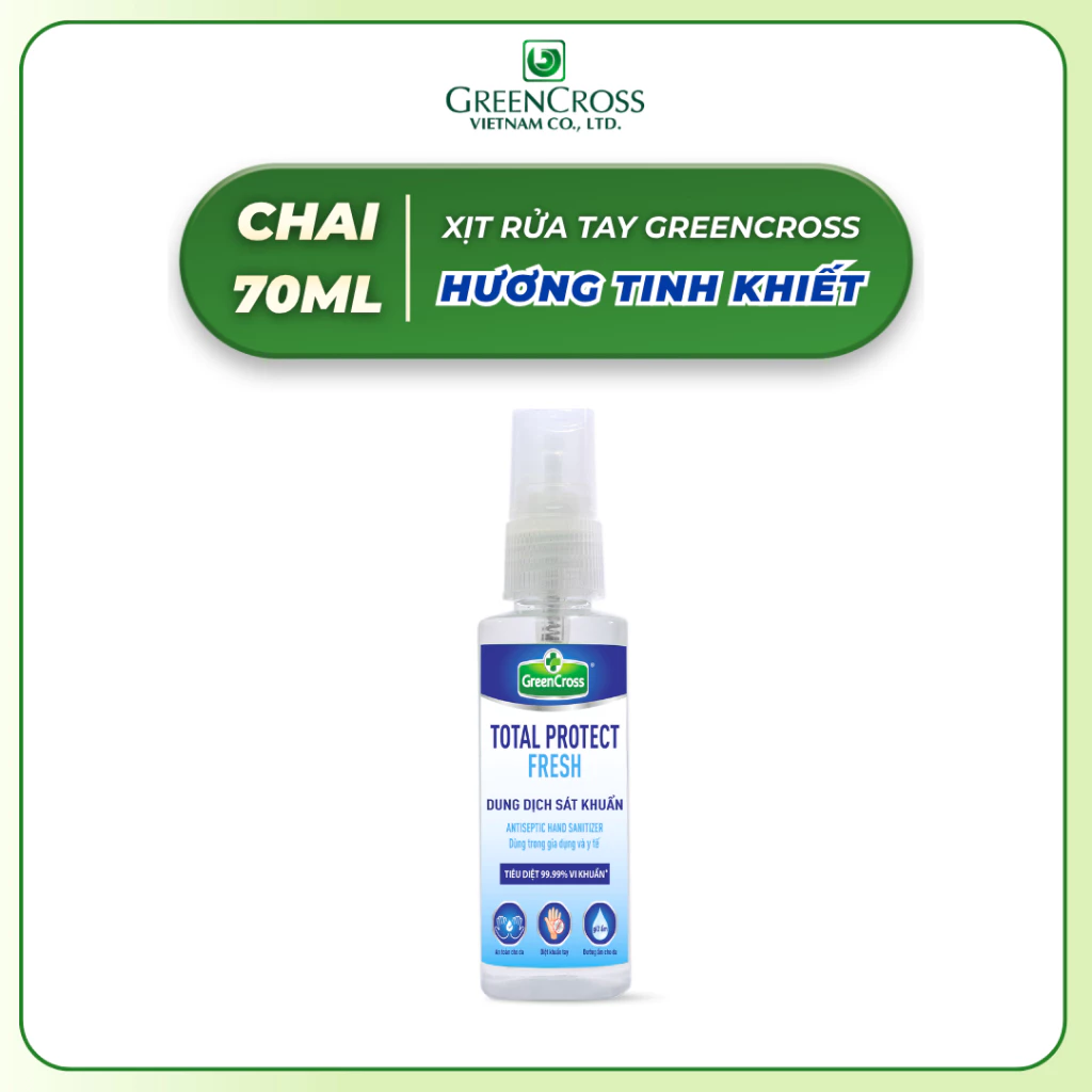  Nước Rửa Tay Khô Green Cross 70ml - Dạng Xịt - Diệt Khuẩn 99,9% 
