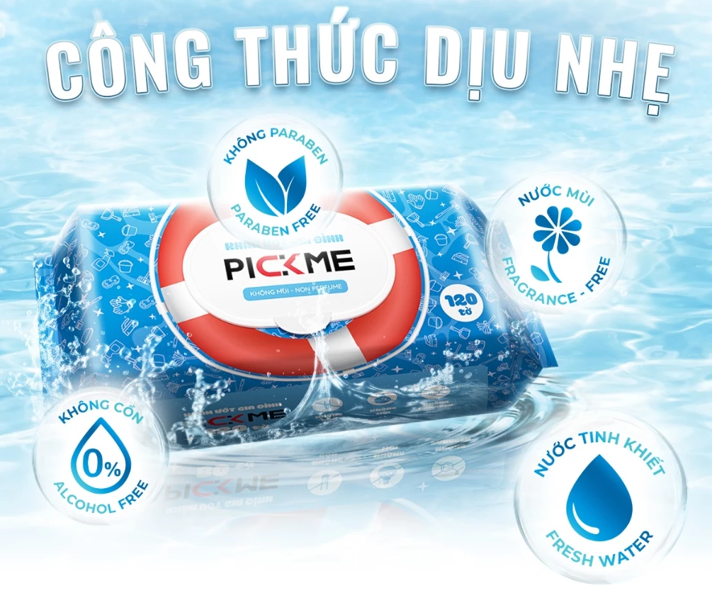  Khăn ướt PickMe 120 tờ không mùi 