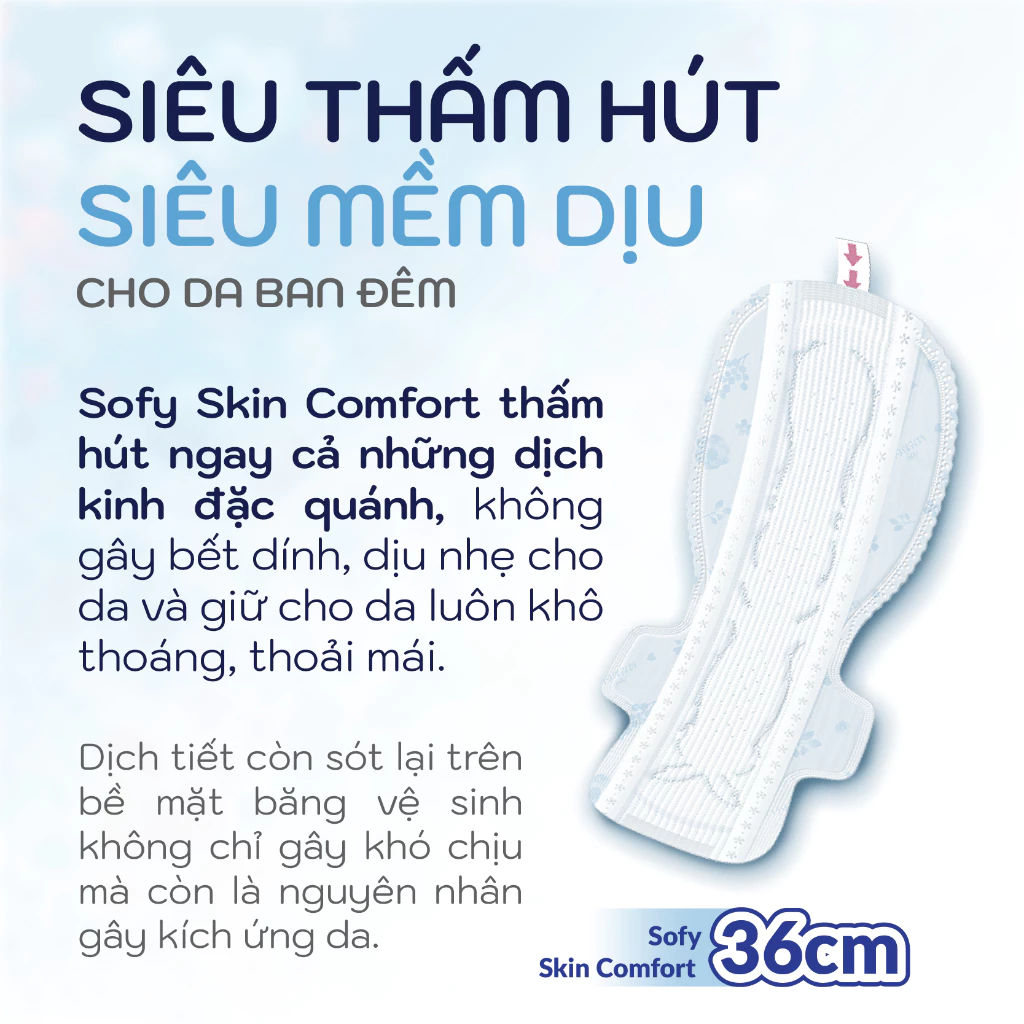  Băng vệ sinh Sofy Skin Comfort Ultrathin Cánh 36cm (Gói 10 hoặc 12 miếng) 