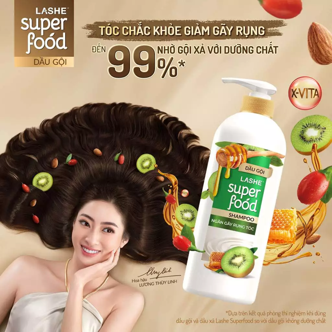  Dầu Gội LASHE SUPERFOOD Ngăn Gãy Rụng Tóc/Phục Hồi Hư Tổn /Sạch Gàu Giảm Rụng /Sạch Gàu Mềm Mượt 300G/ 640G/ 630G/ 1.1KG 