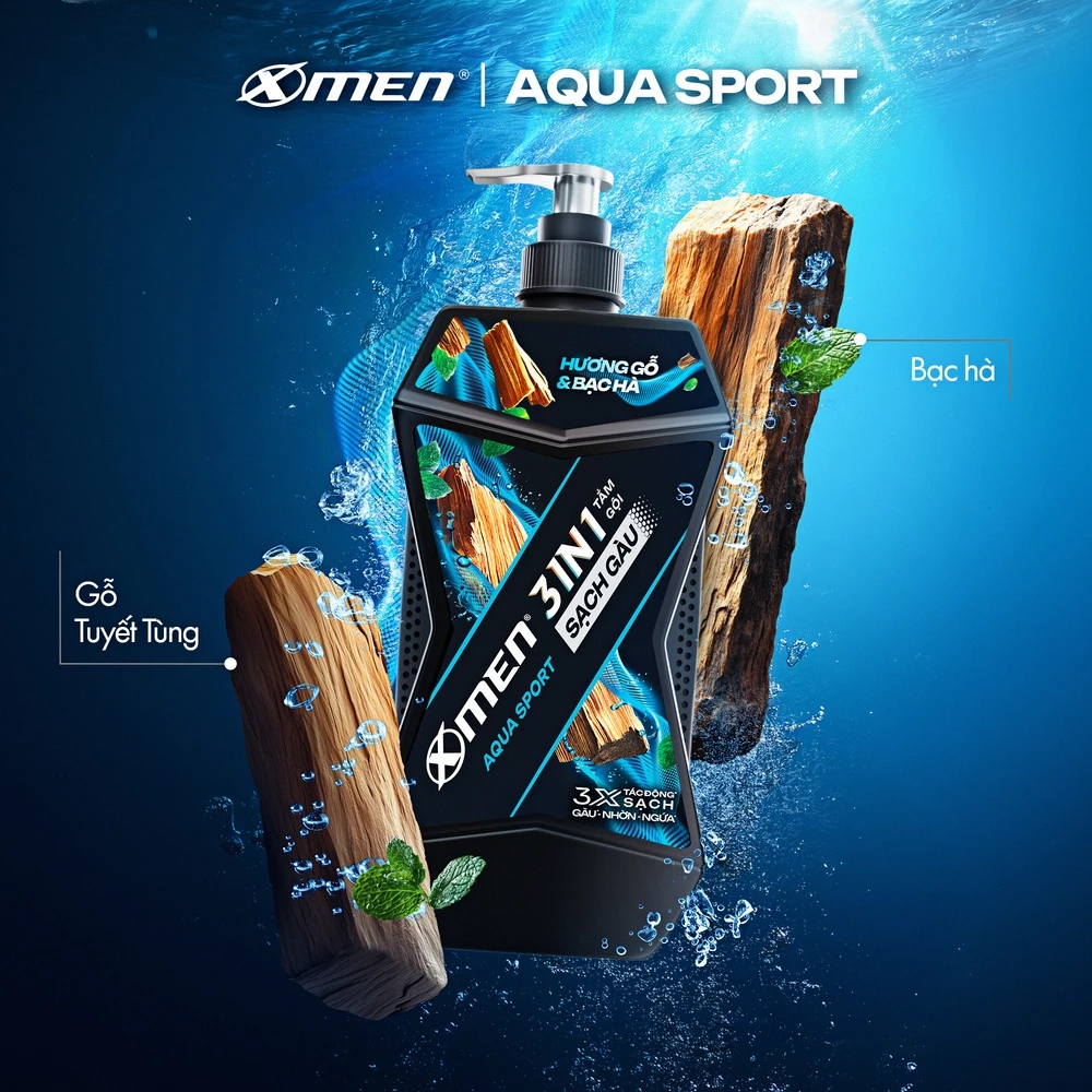 Tắm Gội Sạch Gàu 3in1 Xmen Everest Coffee & Aquaport 610g, Tác Động 3X Sạch Gàu Nhờn Ngứa,Mùi Hương Nam Tính 