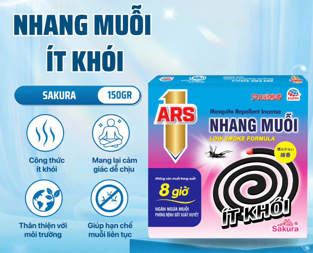  Nhang Muỗi ARS Coil Ít Khói Xua Diệt Muỗi Hiệu Quả – Không Mùi/Lavender/Sakura (150g) 