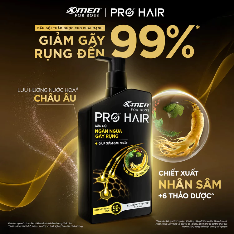  Dầu gội Thảo Dược X-Men For Boss Pro Hair 350g Nuôi Dưỡng Da Đầu Từ Gốc, Sạch Gàu và Giảm Gãy Rụng 