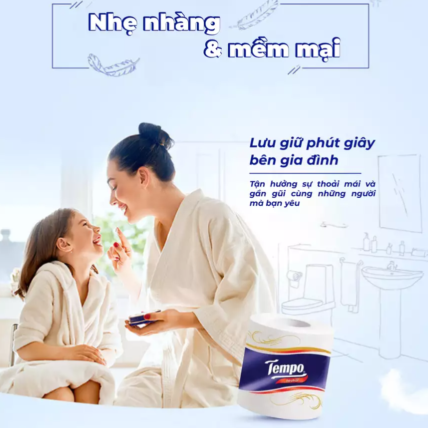  Giấy vệ sinh cao cấp Tempo Toipa - 3 lớp bền dai, an toàn cho da (Lốc 10 Cuộn) 