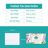  Khăn Ướt Đa Năng Không Mùi Niva 100 Tờ Tiện Dụng, Diệt Khuẩn, An Toàn Cho Trẻ Sơ Sinh Phụ Nữ Mang Thai 