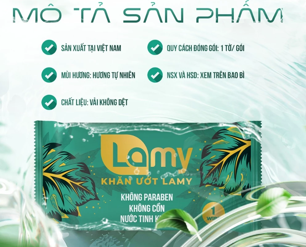  Khăn lạnh cao cấp khổ lớn Lamy gói 1 tờ hương tự nhiên 