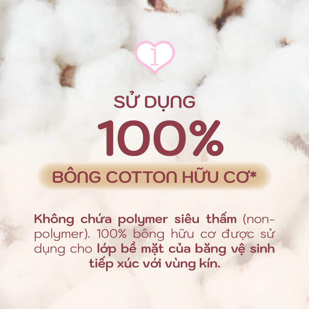  Băng vệ sinh mỏng có cánh Sofy Organic 23cm 100% Cotton 15 miếng 