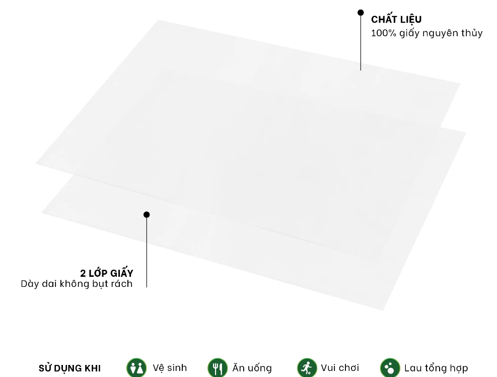  Khăn Giấy Lụa LET-GREEN 300 Tờ/Bao, 2 Lớp/Tờ 