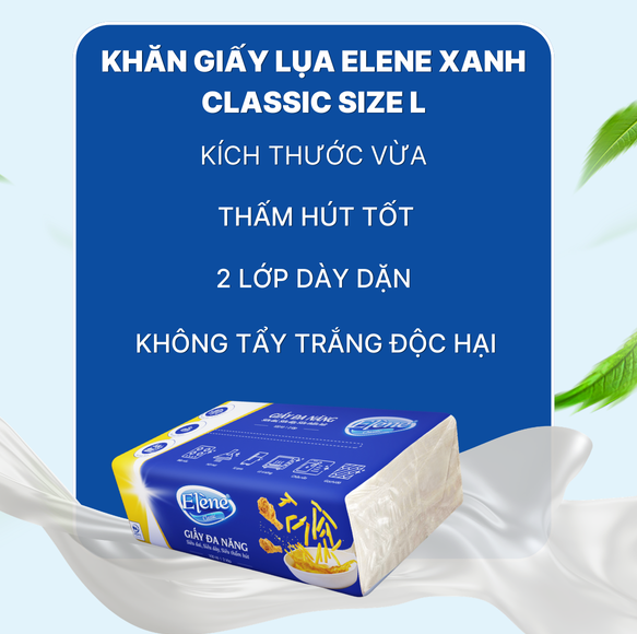  Khăn GIấy Lau Tay Đa Năng Rút Elene 100 Tờ 2 Lớp Thấm Hút Tốt, Tiện Lợi, An Toàn 