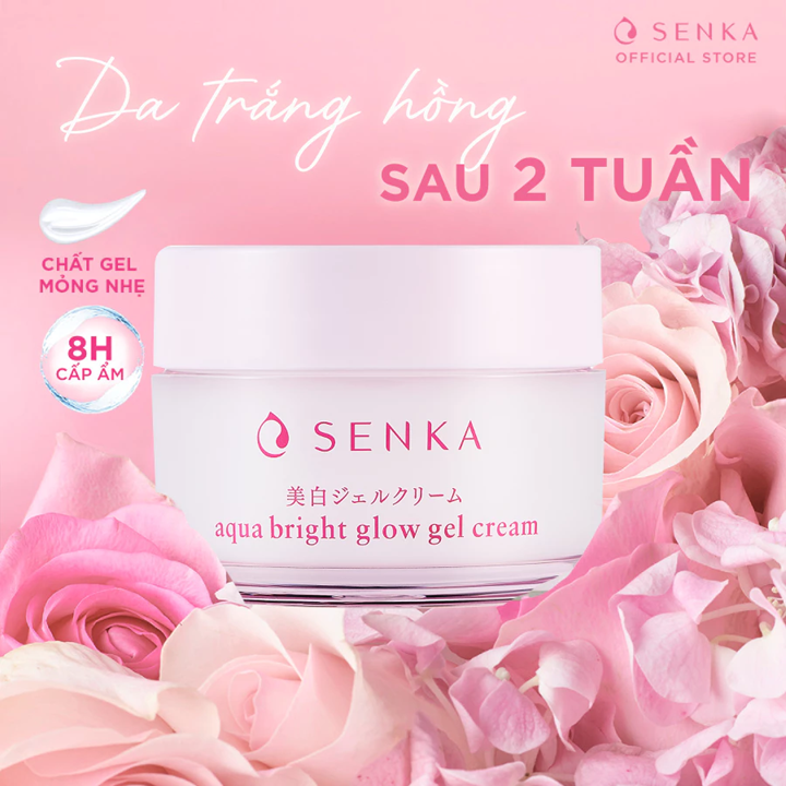  Kem đêm dưỡng trắng hồng - mờ thâm sạm Senka Aqua Bright Glow Gel Cream 50g 