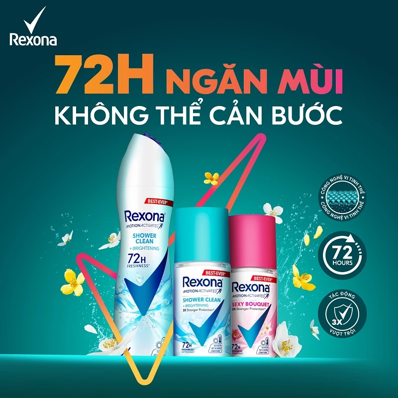 Xịt/lăn khử mùi Rexona 72H khô thoáng dành cho nữ 135/45ml 